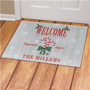Personalized Welcome Candy Canes Doormat