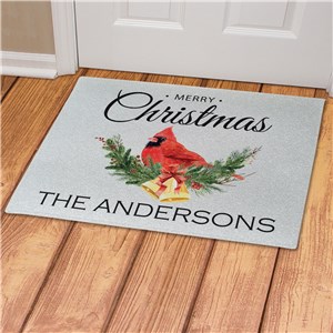 Personalized Merry Christmas Cardinal Doormat