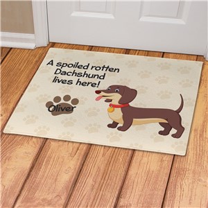 Personalized Spoiled Here Dachshund Doormat