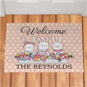 Personalized Vintage Welcome Bunnies Doormat