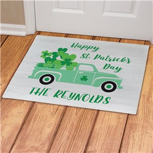 Personalized St. Patrick's Day Truck With Shamrocks Doormat