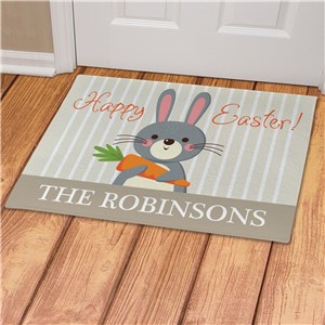 Personalized Bunny Holding Carrot Easter Doormat