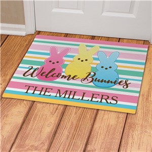 Personalized Welcome Bunnies Striped Doormat