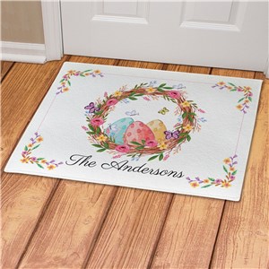 Personalized Easter Eggs With Wreath Doormat