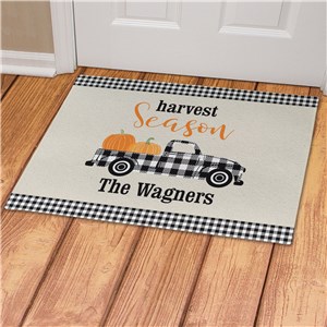 Personalized Harvest Season Gingham Truck Doormat