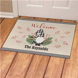 Personalized Welcome Gingham Gnome Doormat