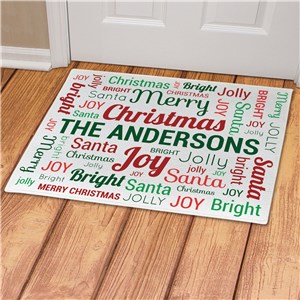 Personalized Christmas Family Word Art Doormat