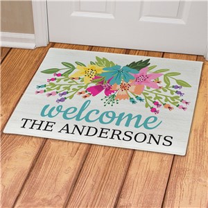 Personalized Welcome Floral Doormat