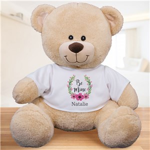 Personalized Be Mine Floral Wreathe Sherman Bear