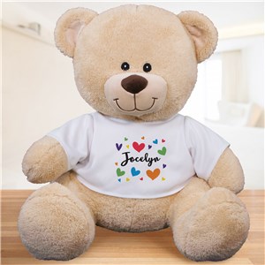Personalized Colorful Hearts Sherman Bear
