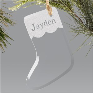 Engraved Glass Stocking Holiday Ornament