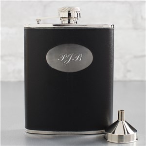 Personalized Black Leatherette Flask