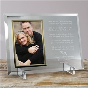 Love Is Magic Anniversary Personalized Beveled Glass Picture Frame