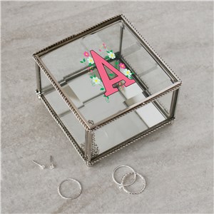 Personalized Floral Initial Jewelry Box
