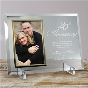 Personalized 20th Anniversary Beveled Glass Picture Frame
