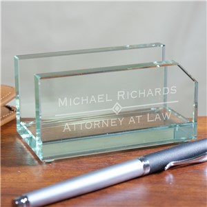 Personalized Glass Business Card Holder