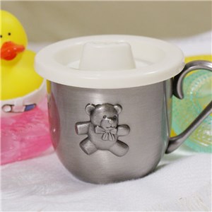 Personalized Teddy Bear Silver Baby Cup