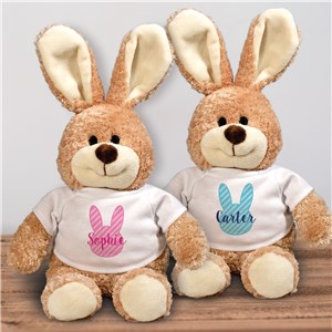 Personalized Striped Bunny Head with Name Stuffed Bunny