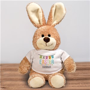Personalized Happy Easter Banner Brown Bunny