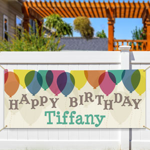 Personalized Sheer Balloons Birthday Banner