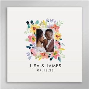 Personalized Floral Photo Wedding Canvas