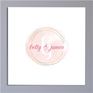 Personalized Pink & Gold Watercolor Seal Canvas