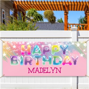 Personalized Colorful Happy Birthday Bubble Letters Banner