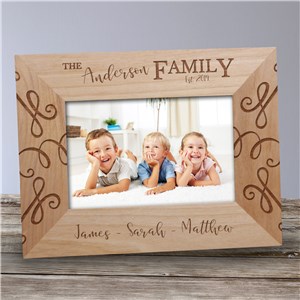 Engraved Swirls Wooden Picture Frame