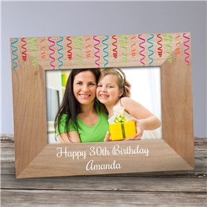 Personalized Birthday Confetti Ribbons Wood Frame