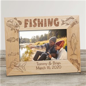 Engraved Fishing Wood Picture Frame