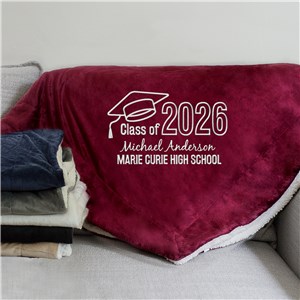 Graduation Embroidered Sherpa Blanket