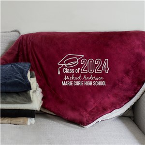 Graduation Embroidered Sherpa Blanket