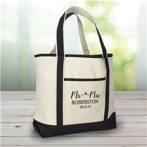 Embroidered Mr. and Mrs. Canvas Tote Bag