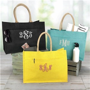 Jute Pocket Tote Bag