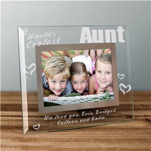 Engraved World's Coolest Aunt Glass Picture Frame