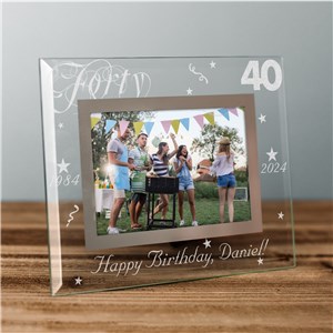 Engraved 40th Birthday Glass Picture Frame