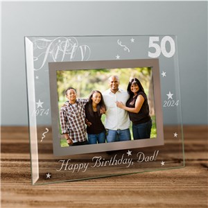 Engraved 50th Birthday Glass Picture Frame