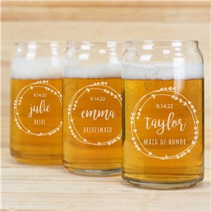 Bridal Party Beer Can Glass