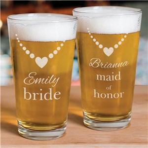 Engraved Bridal Party Beer Glass