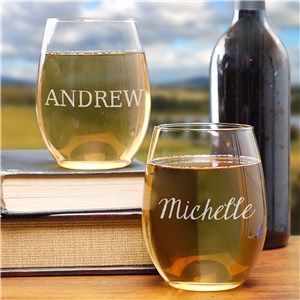 Engraved Any Name Stemless Wine Glass