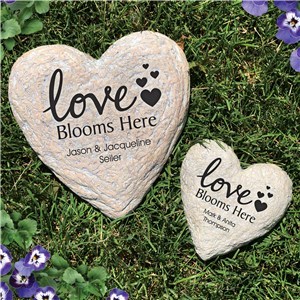 Engraved Love Blooms Here Garden Stone