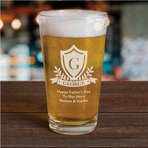 Engraved Crest Beer Glass
