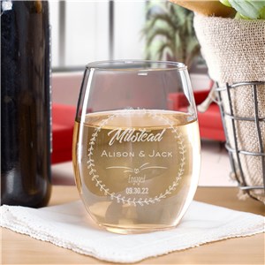 Engraved Engagement Stemless Wine Glass