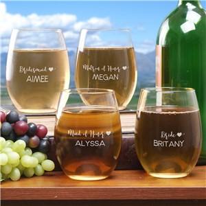 Personalized Bridal Party Wine Glass