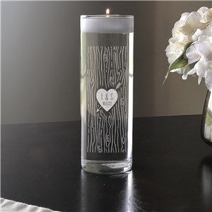 Engraved Heart With Arrow Candle Vase