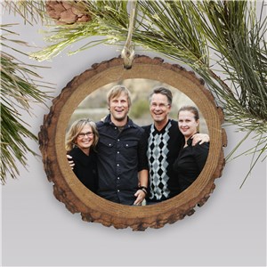 Personalized Photo Wood Round Ornament