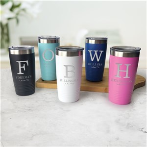 Engraved Name And Initial Flourish Tumbler