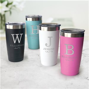 Engraved Name And Initial Flourish Tumbler