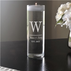 Engraved Initial and Couples Names Candle Vase