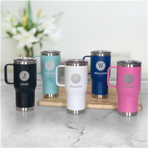 Engraved Initial And Family Name Travel Mug